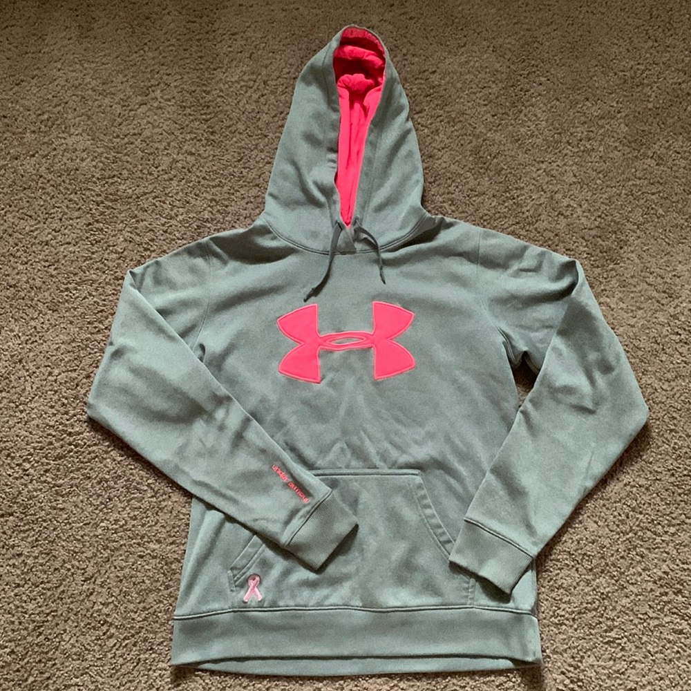 Gray Under Armour breast cancer awareness hoodie